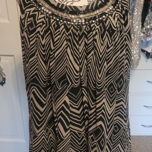 Express Black and Cream Geometric Blouse